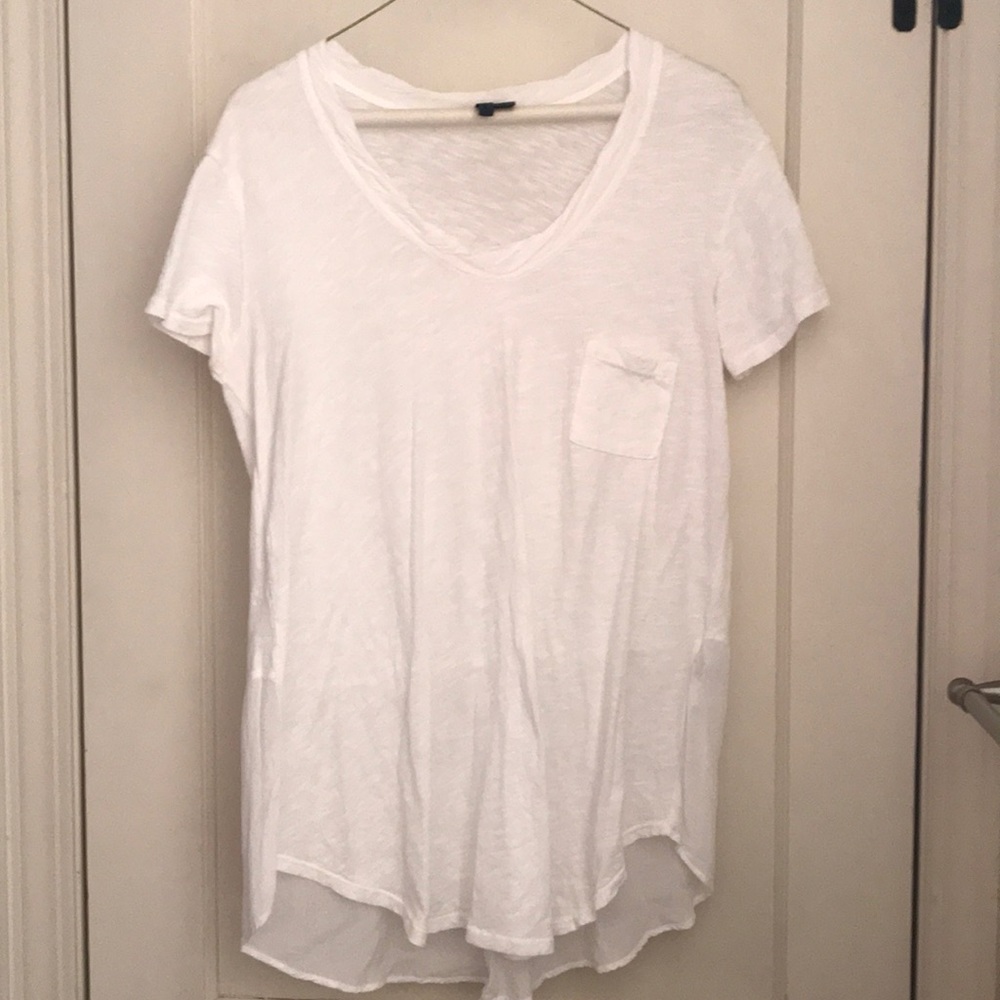 Anthropologie White Scoop Neck T-Shirt